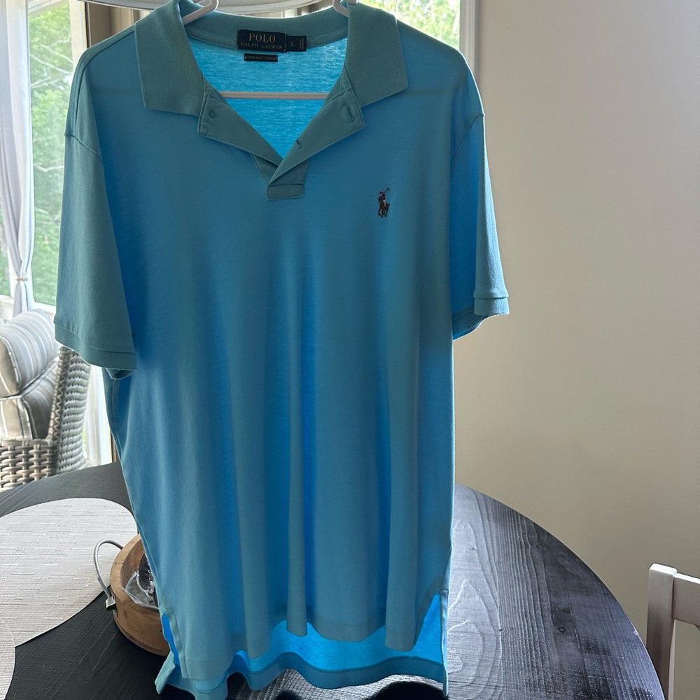 Men’s Polo Pima Soft Touch size size large Light Blue